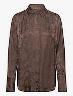RELAXED LACE JACQUARD SHIRT - RICH BROWN