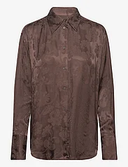 GANT - RELAXED LACE JACQUARD SHIRT - långärmade skjortor - rich brown - 0