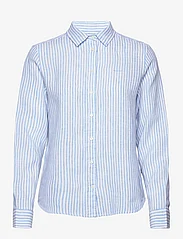 GANT - REG LINEN STRIPE SHIRT - langærmede skjorter - gentle blue - 0