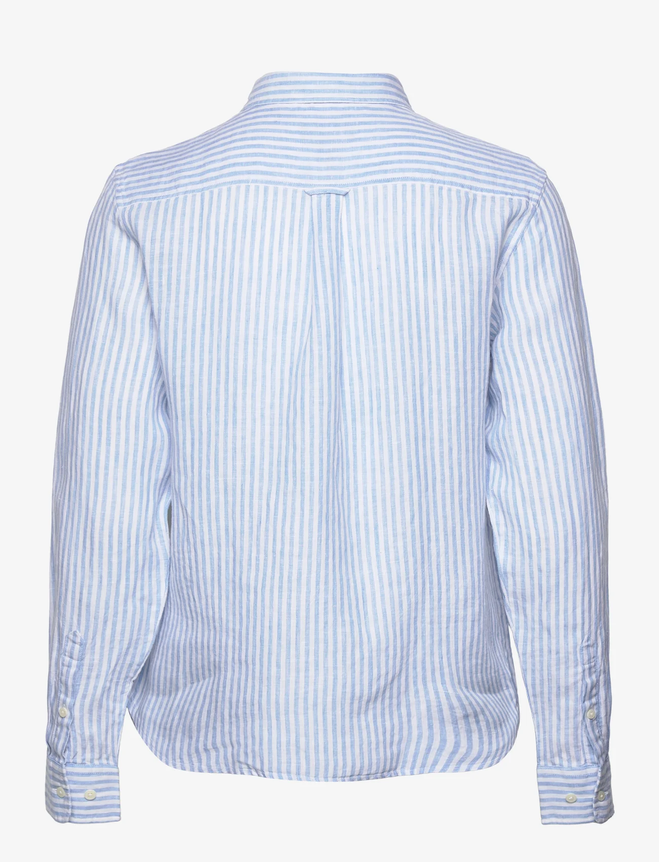 GANT - REG LINEN STRIPE SHIRT - pitkähihaiset paidat - gentle blue - 1