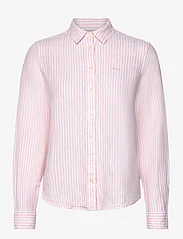 GANT - REG LINEN STRIPE SHIRT - langærmede skjorter - guava orange - 0