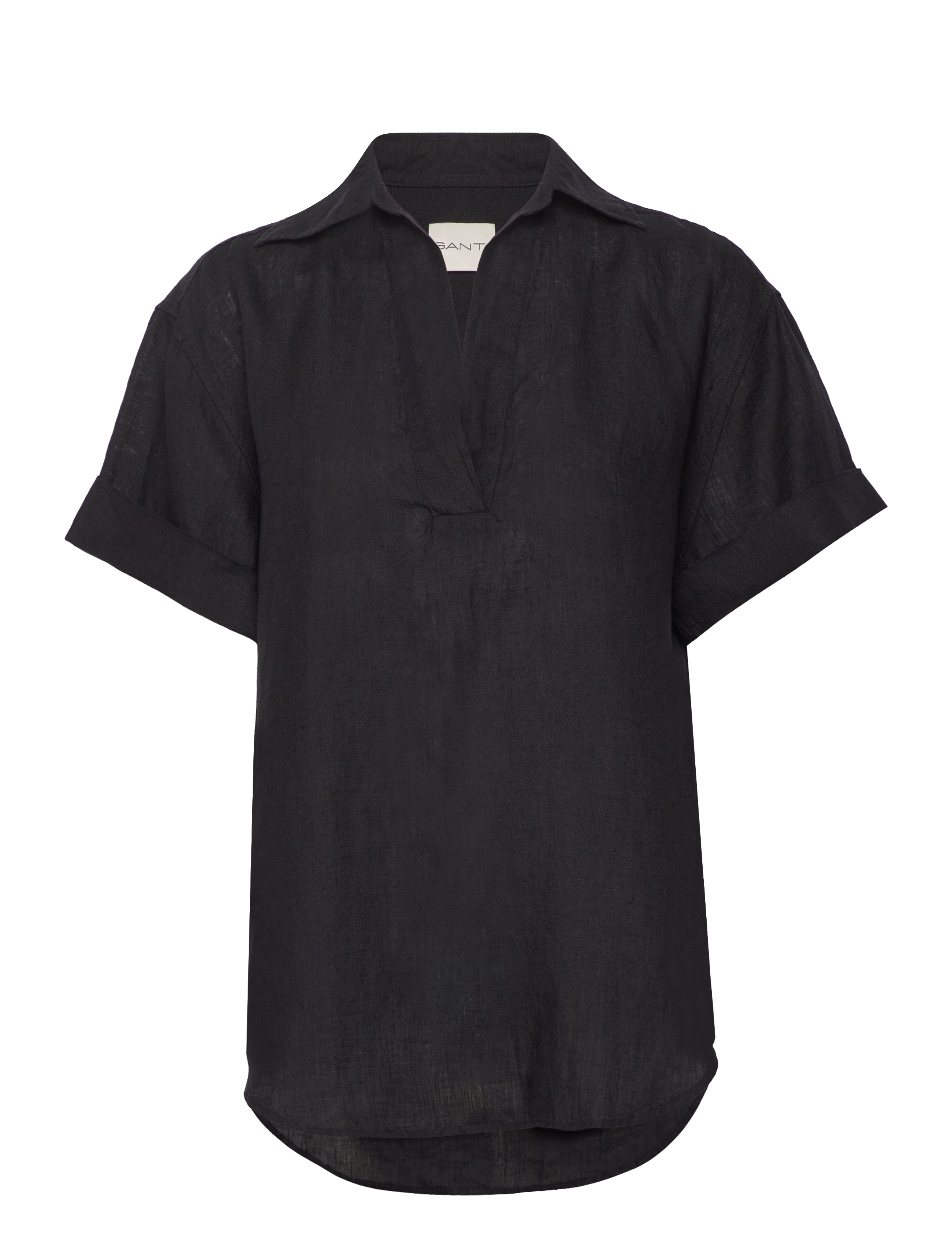 Gant - REL LINEN POPOVER SS SHIRT - linnen overhemden - ebony black - 1