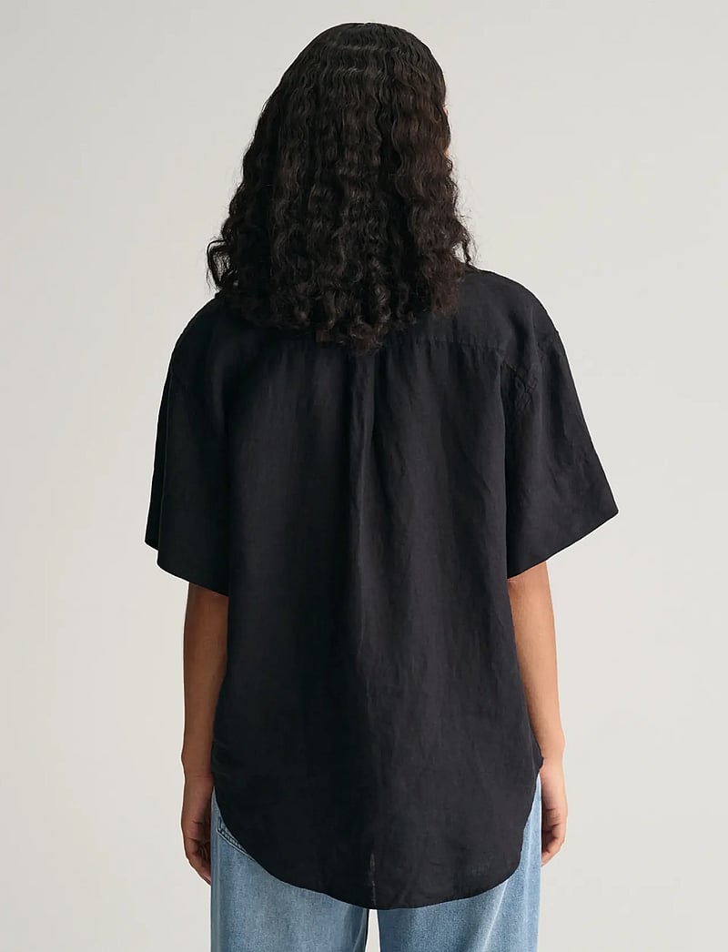 GANT - REL LINEN POPOVER SS SHIRT - leinenhemden - ebony black - 3