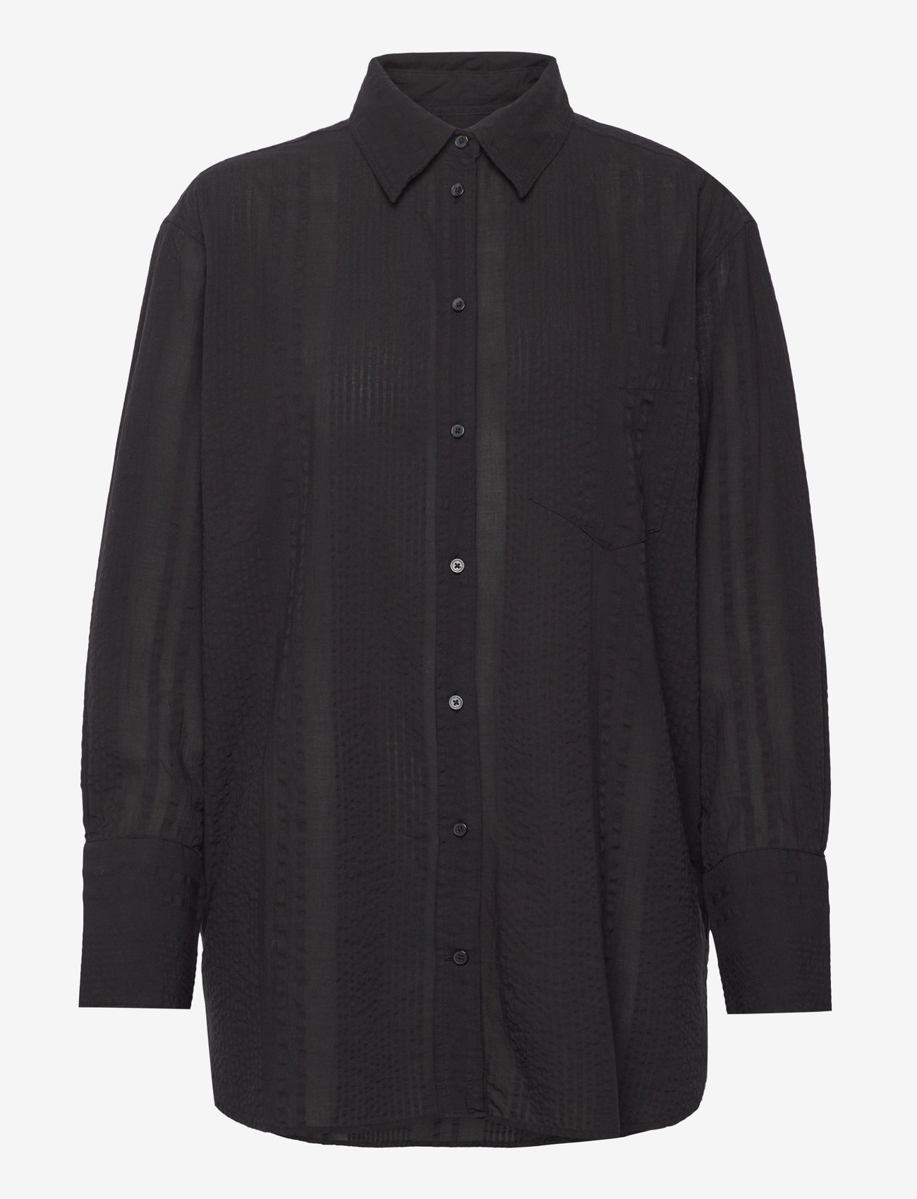 GANT - REL SEERSUCKER STRIPE SHIRT - langærmede skjorter - black - 0