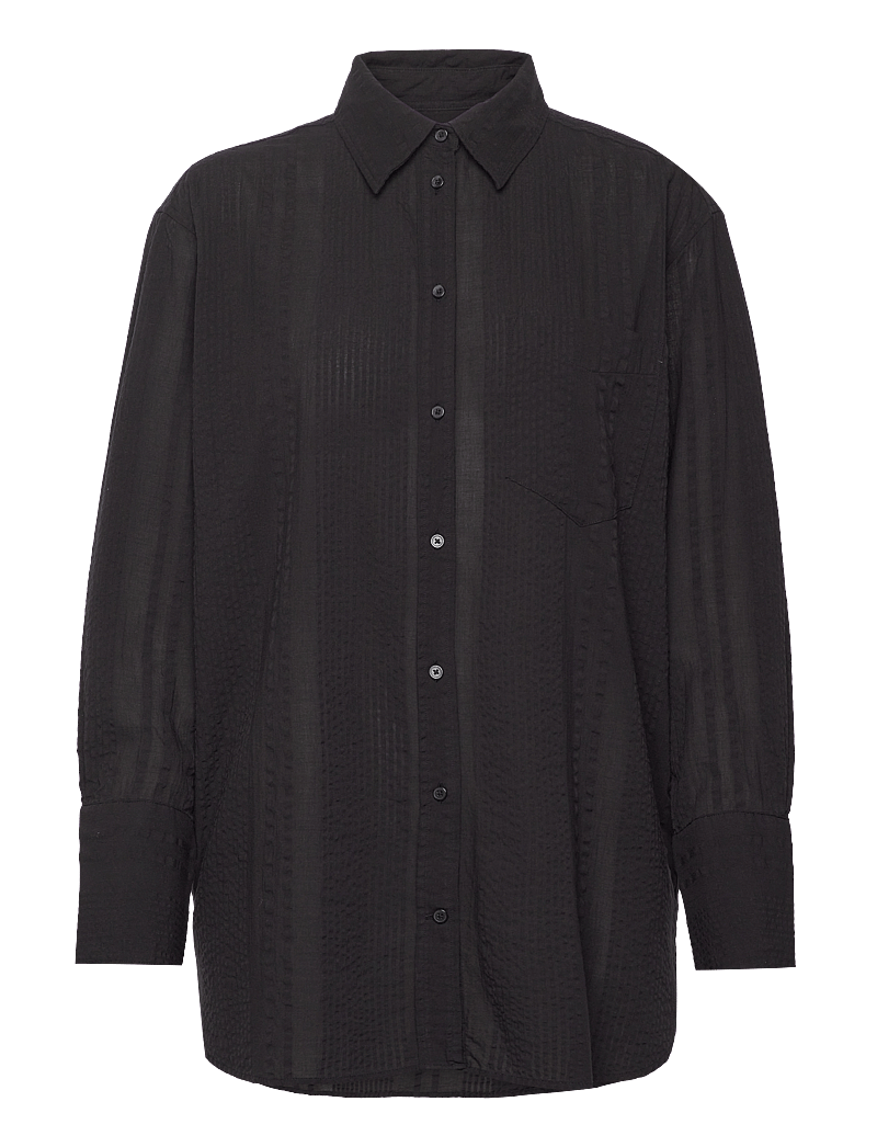 GANT - REL SEERSUCKER STRIPE SHIRT - langærmede skjorter - black - 0