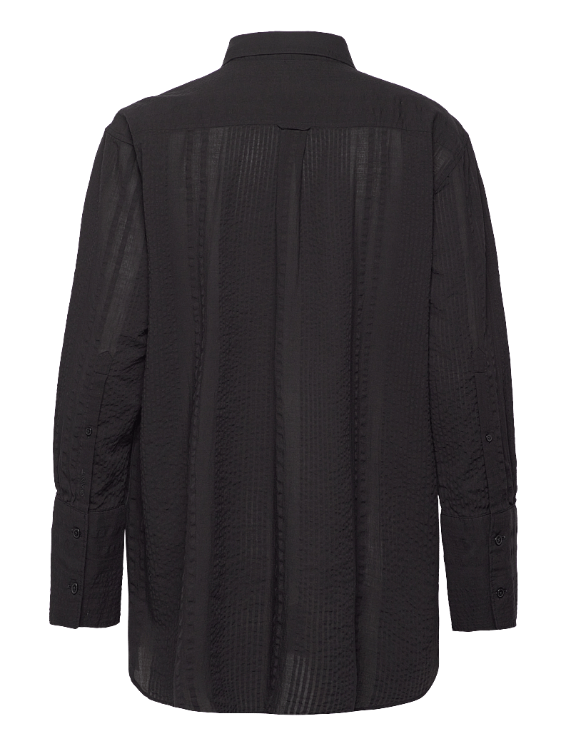 GANT - REL SEERSUCKER STRIPE SHIRT - langærmede skjorter - black - 1
