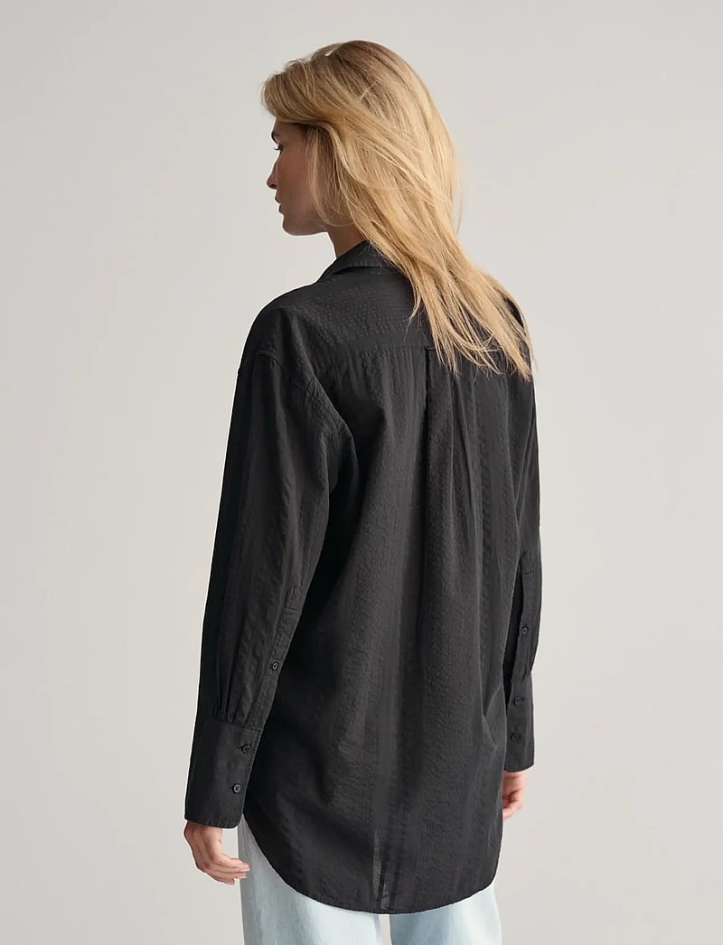 GANT - REL SEERSUCKER STRIPE SHIRT - long-sleeved shirts - black - 3