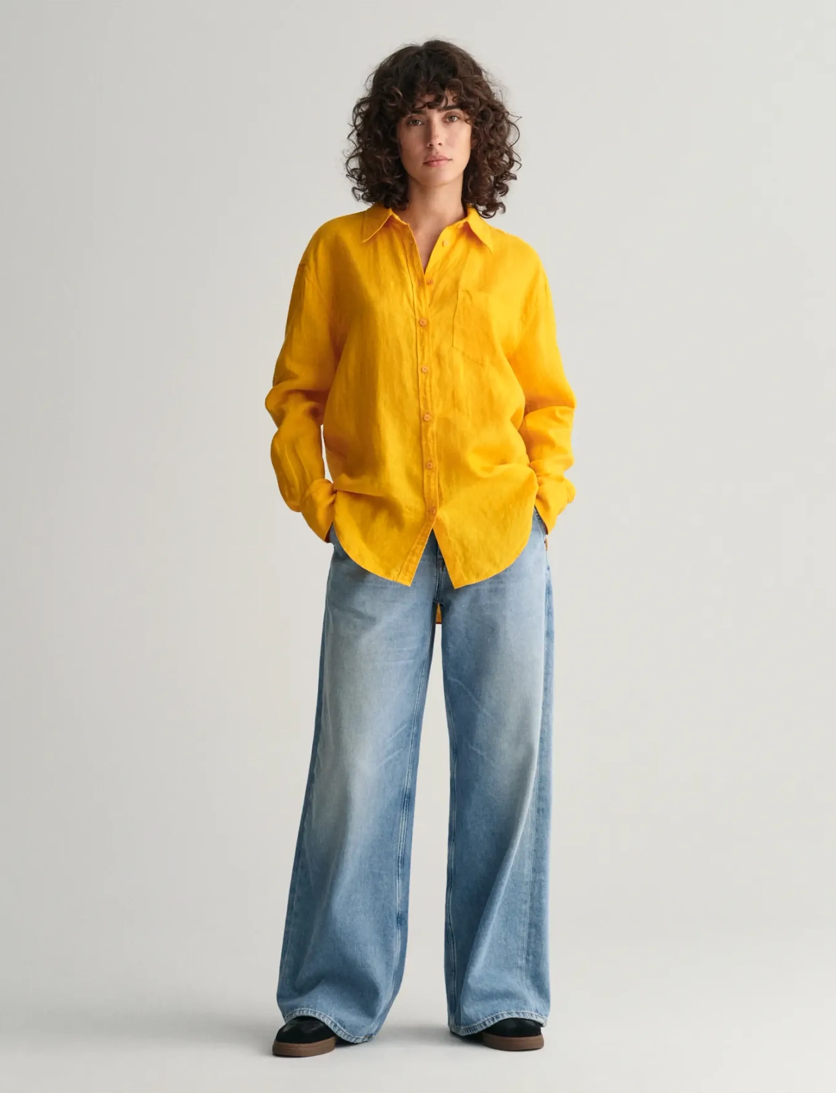 GANT - REL LINEN SHIRT - medal yellow - 5