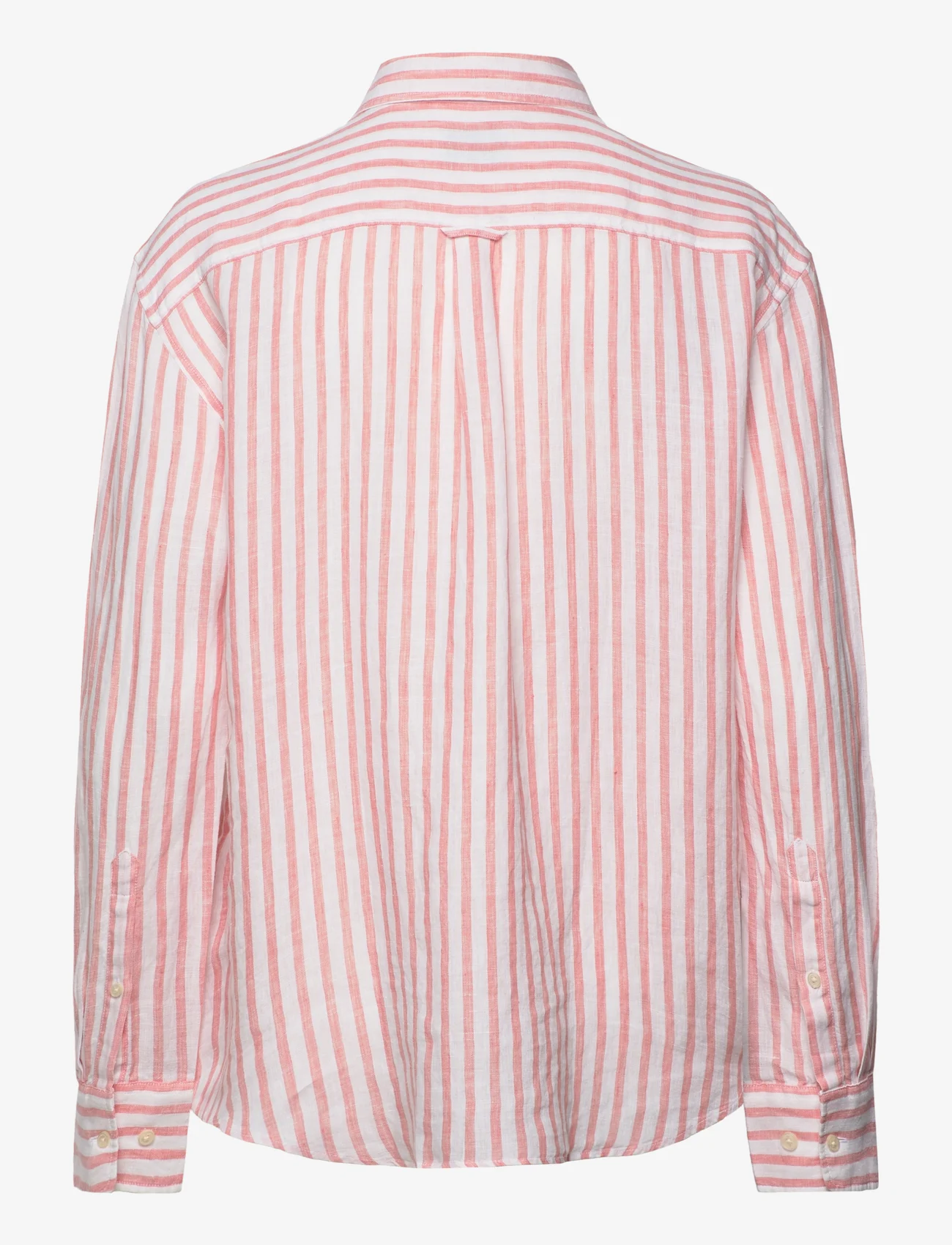 GANT - REL STRIPED LINEN SHIRT - hørskjorter - peachy pink - 1