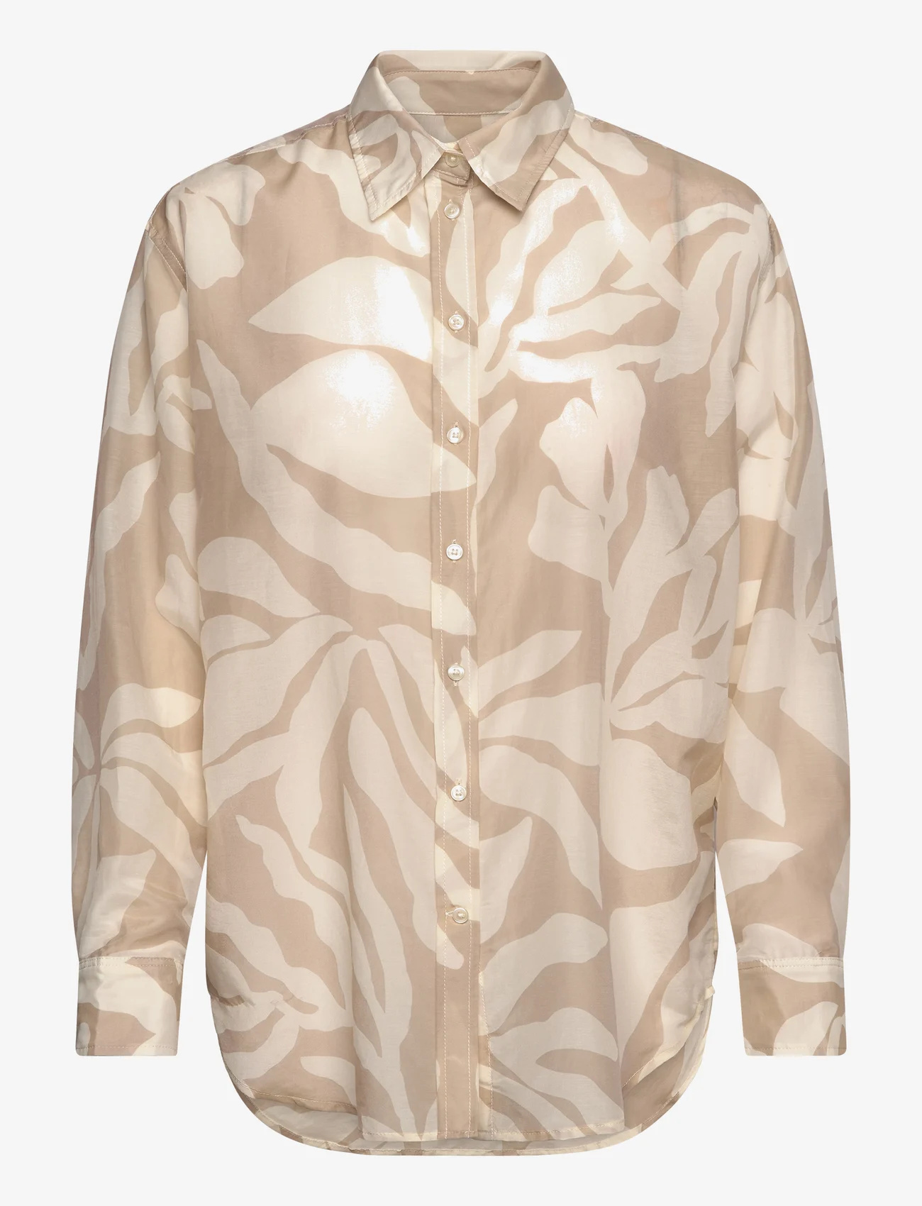 GANT - REL PALM PRINT COT SILK SHIRT - long-sleeved shirts - dry sand - 0