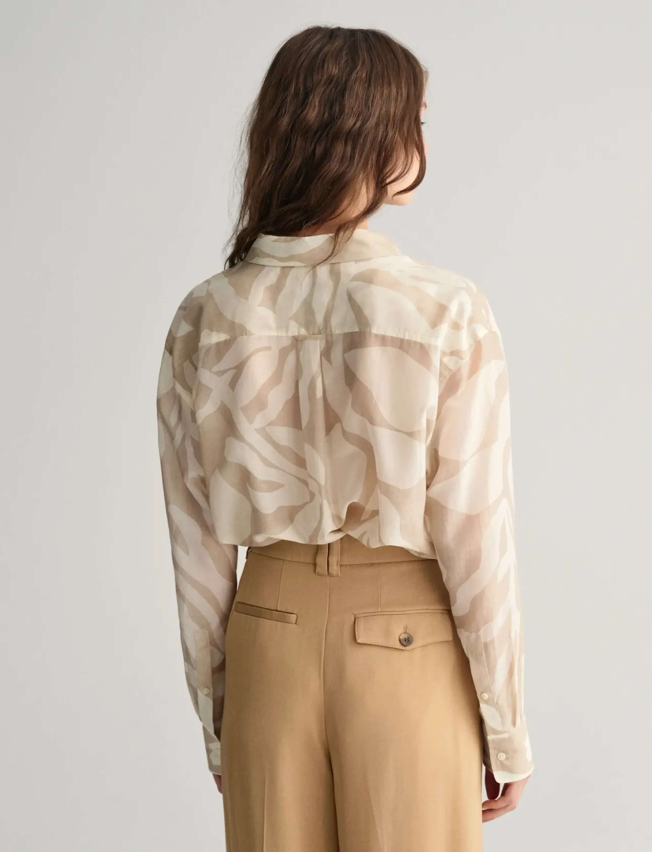 Gant - REL PALM PRINT COT SILK SHIRT - dry sand - 3