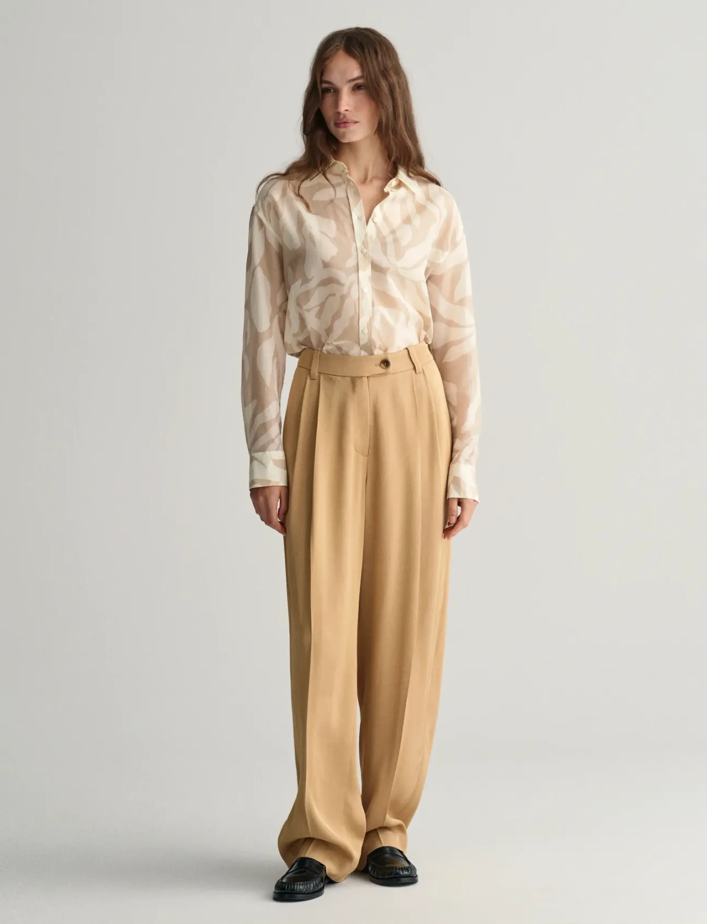 Gant - REL PALM PRINT COT SILK SHIRT - dry sand - 5