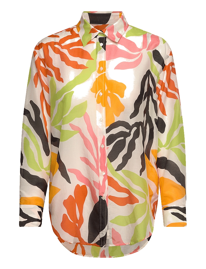 GANT - REL PALM PRINT COT SILK SHIRT - langärmlige hemden - medal yellow - 0