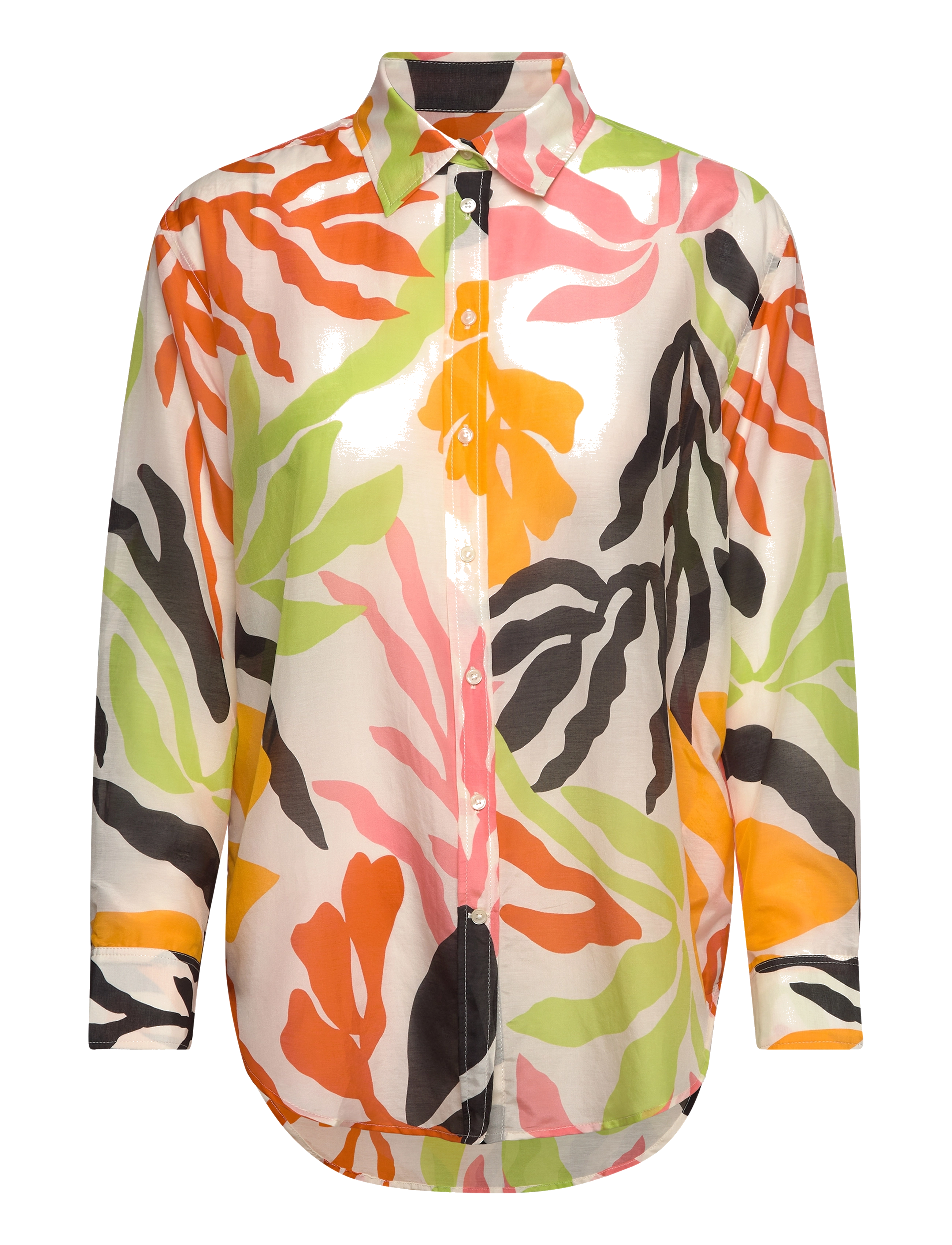 Gant REL PALM PRINT COT SILK SHIRT - Tøj - MEDAL YELLOW / multi