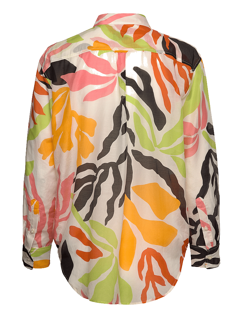 GANT - REL PALM PRINT COT SILK SHIRT - langärmlige hemden - medal yellow - 1