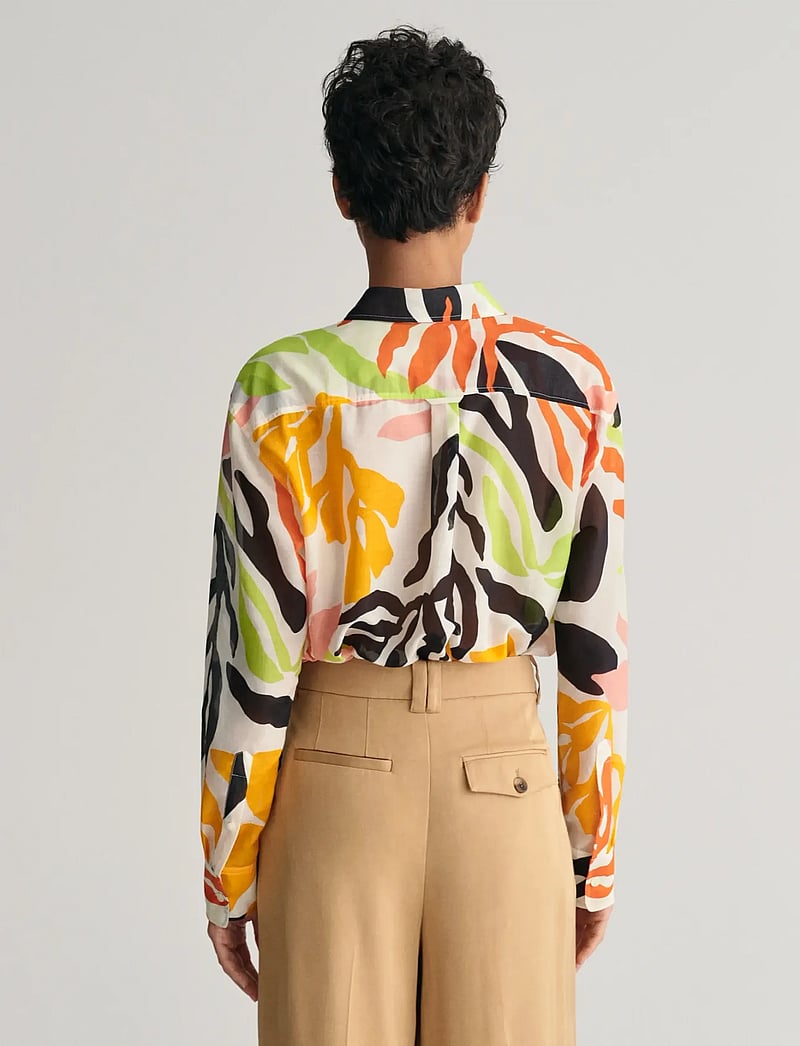 GANT - REL PALM PRINT COT SILK SHIRT - langärmlige hemden - medal yellow - 3