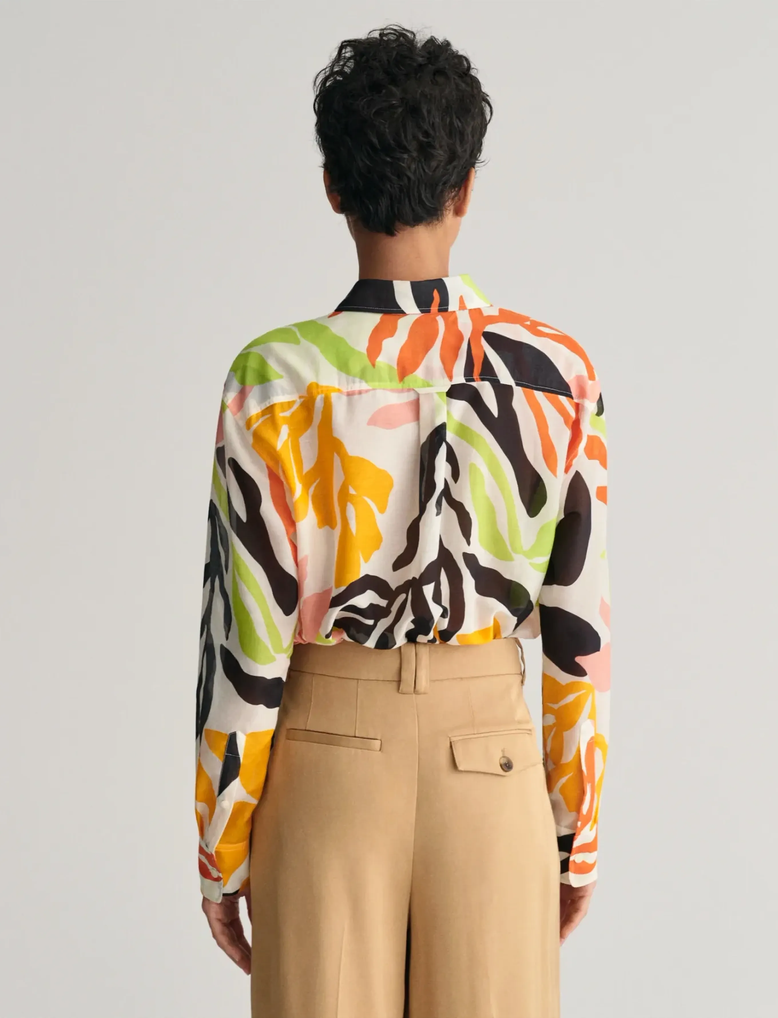Gant - REL PALM PRINT COT SILK SHIRT - long-sleeved shirts - medal yellow - 3
