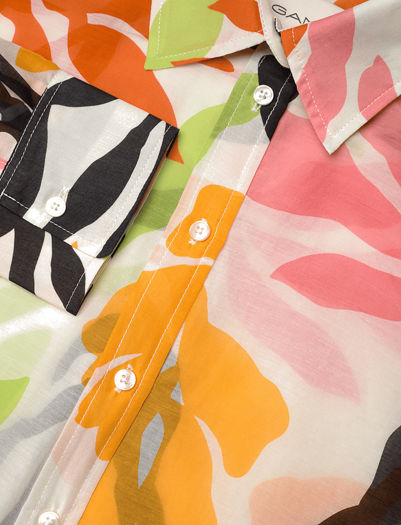 GANT - REL PALM PRINT COT SILK SHIRT - langärmlige hemden - medal yellow - 2