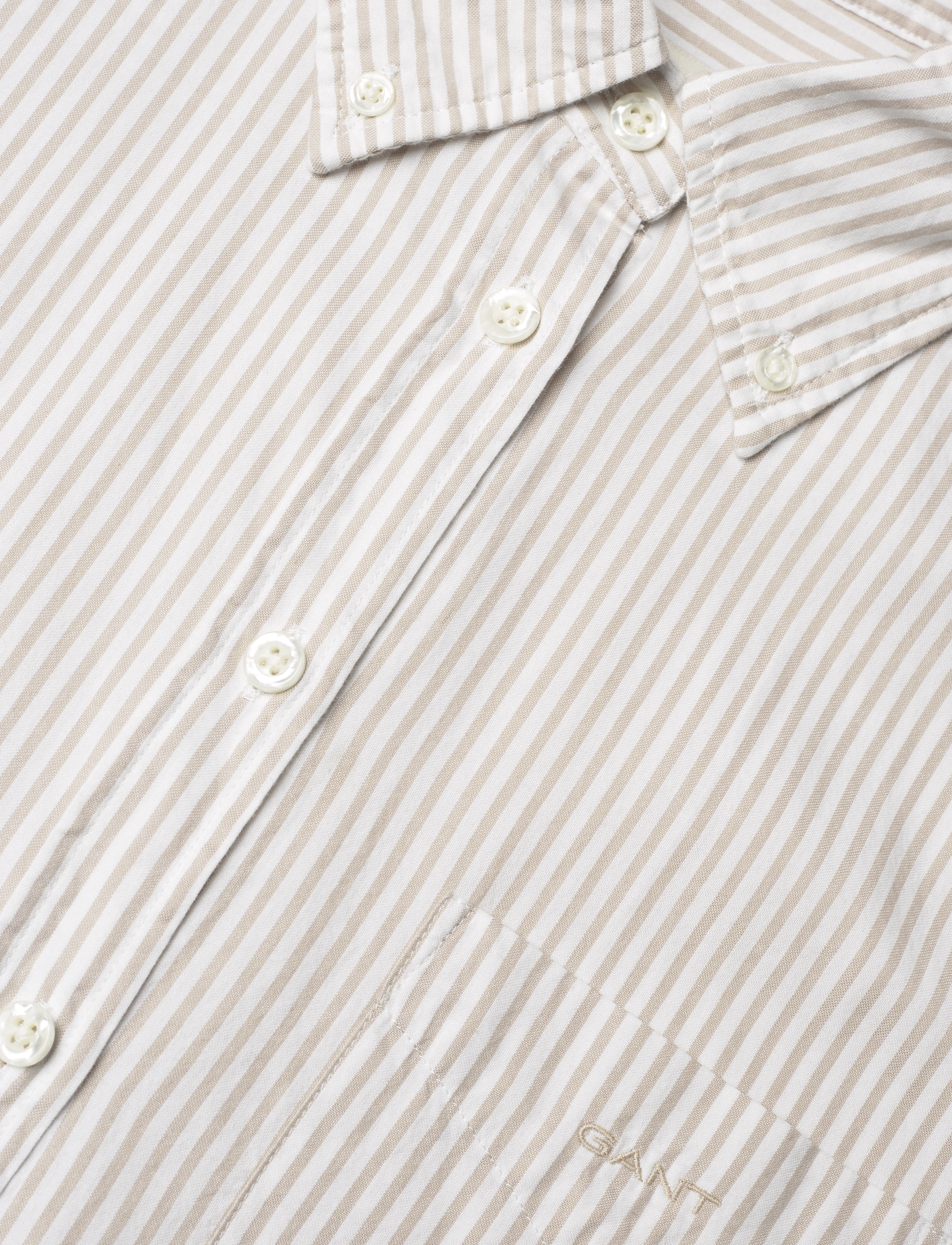 Gant - REL LUXURY OXFORD STRIPED BD SHIRT - langærmede skjorter - dry sand - 2