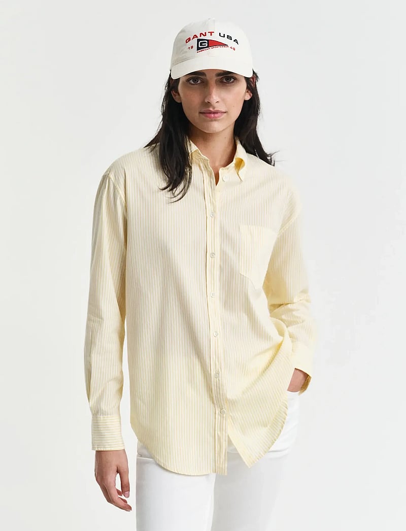 GANT - REL LUXURY OXFORD STRIPED BD SHIRT - langärmlige hemden - dusty light yellow - 0