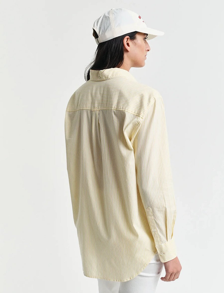 Gant - REL LUXURY OXFORD STRIPED BD SHIRT - langärmlige hemden - dusty light yellow - 3