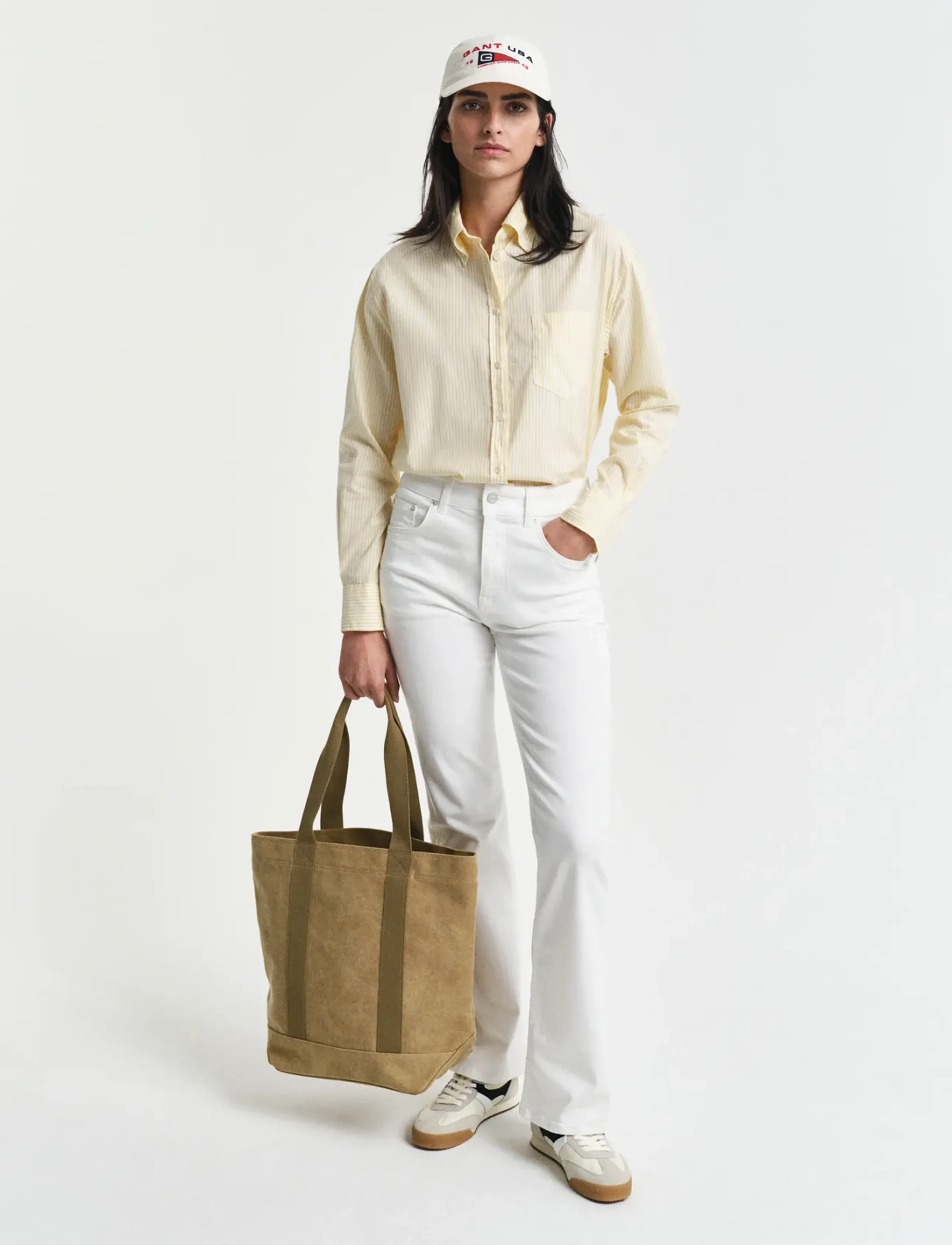 Gant - REL LUXURY OXFORD STRIPED BD SHIRT - langärmlige hemden - dusty light yellow - 5