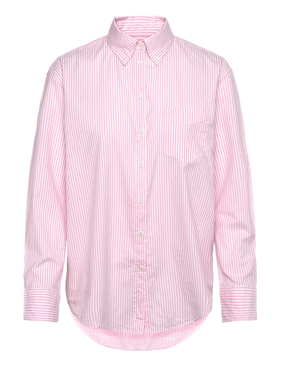 Gant - REL LUXURY OXFORD STRIPED BD SHIRT - langärmlige hemden - geranium pink - 1