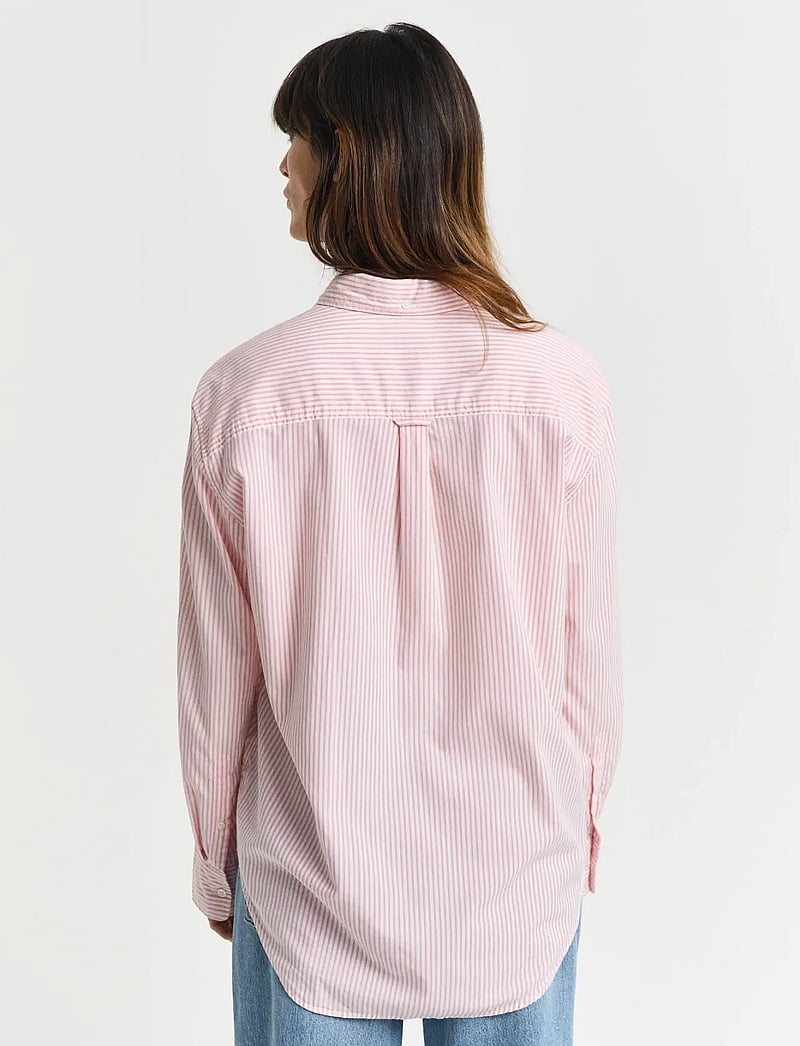 GANT - REL LUXURY OXFORD STRIPED BD SHIRT - långärmade skjortor - geranium pink - 3