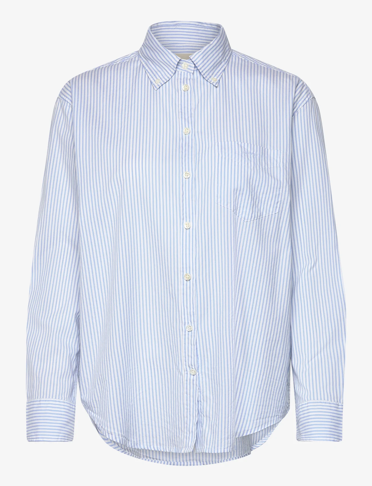 GANT - REL LUXURY OXFORD STRIPE BD SHIRT - långärmade skjortor - muted blue - 0