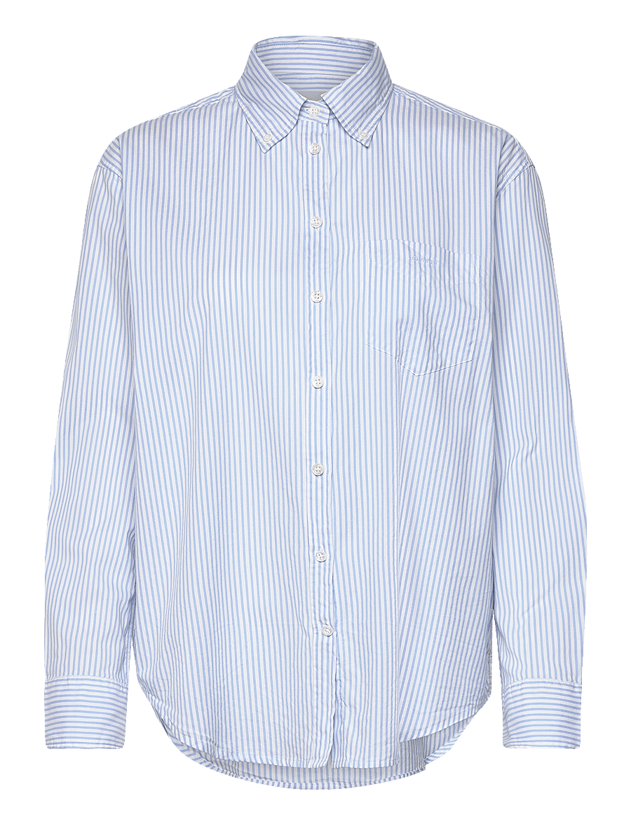 Gant - REL LUXURY OXFORD STRIPED BD SHIRT - langærmede skjorter - muted blue - 1