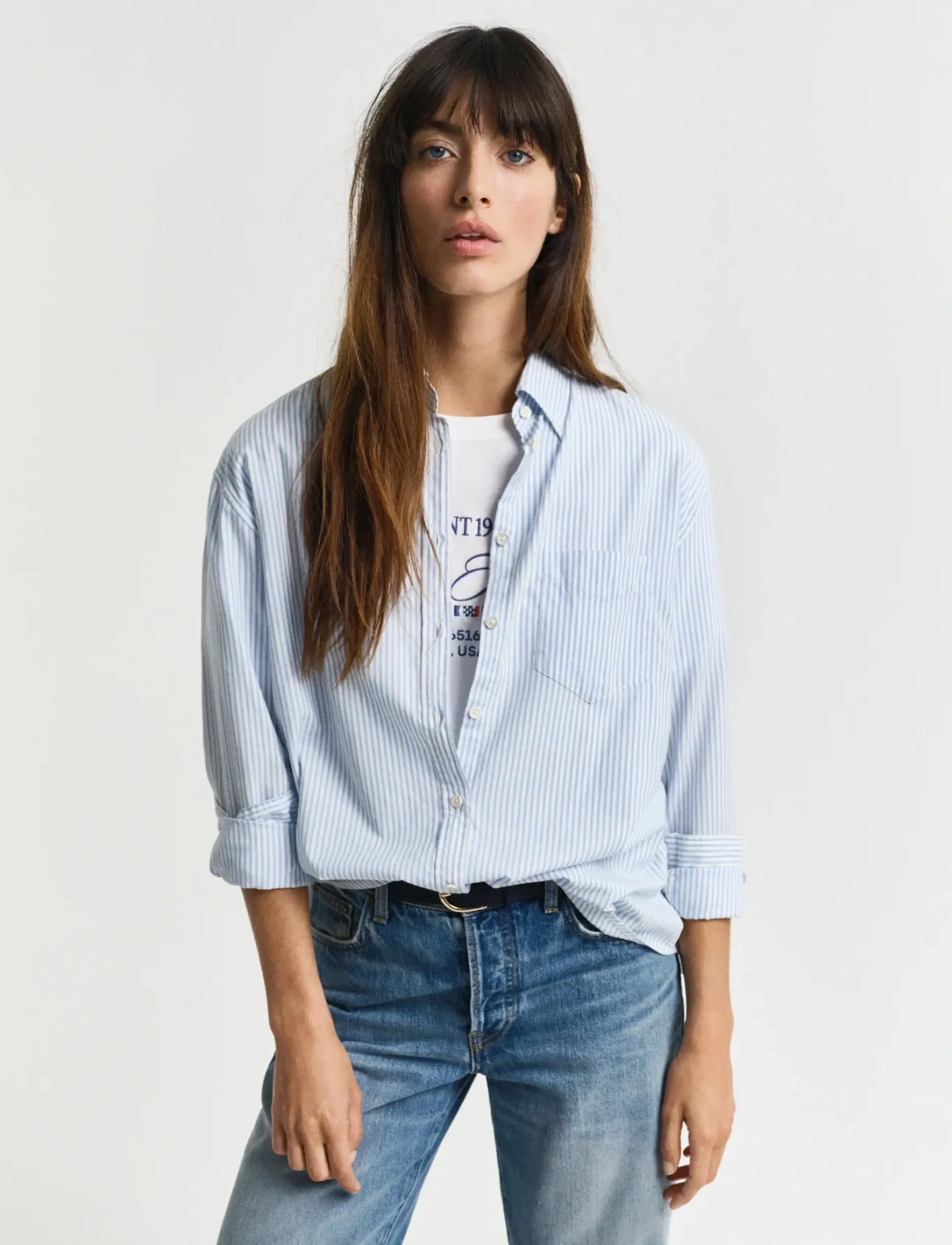 Gant REL LUXURY OXFORD STRIPED BD SHIRT - Hemden - MUTED BLUE / blue