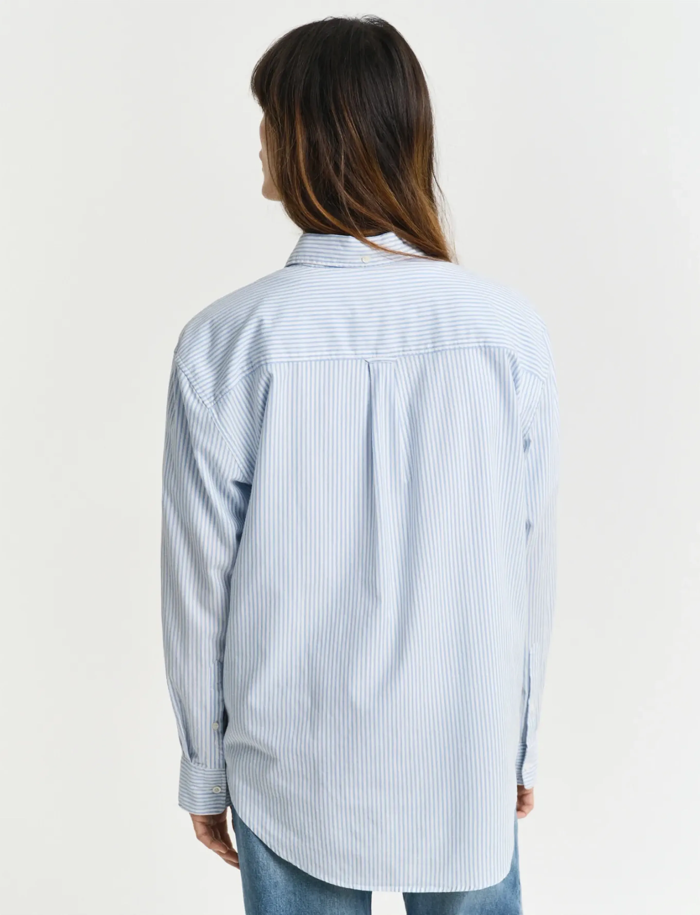 Gant - REL LUXURY OXFORD STRIPED BD SHIRT - langærmede skjorter - muted blue - 3