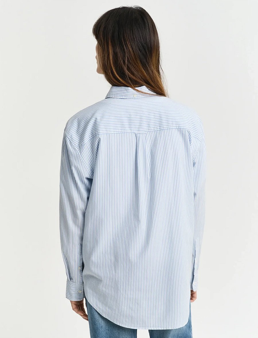 Gant - REL LUXURY OXFORD STRIPED BD SHIRT - langærmede skjorter - muted blue - 3