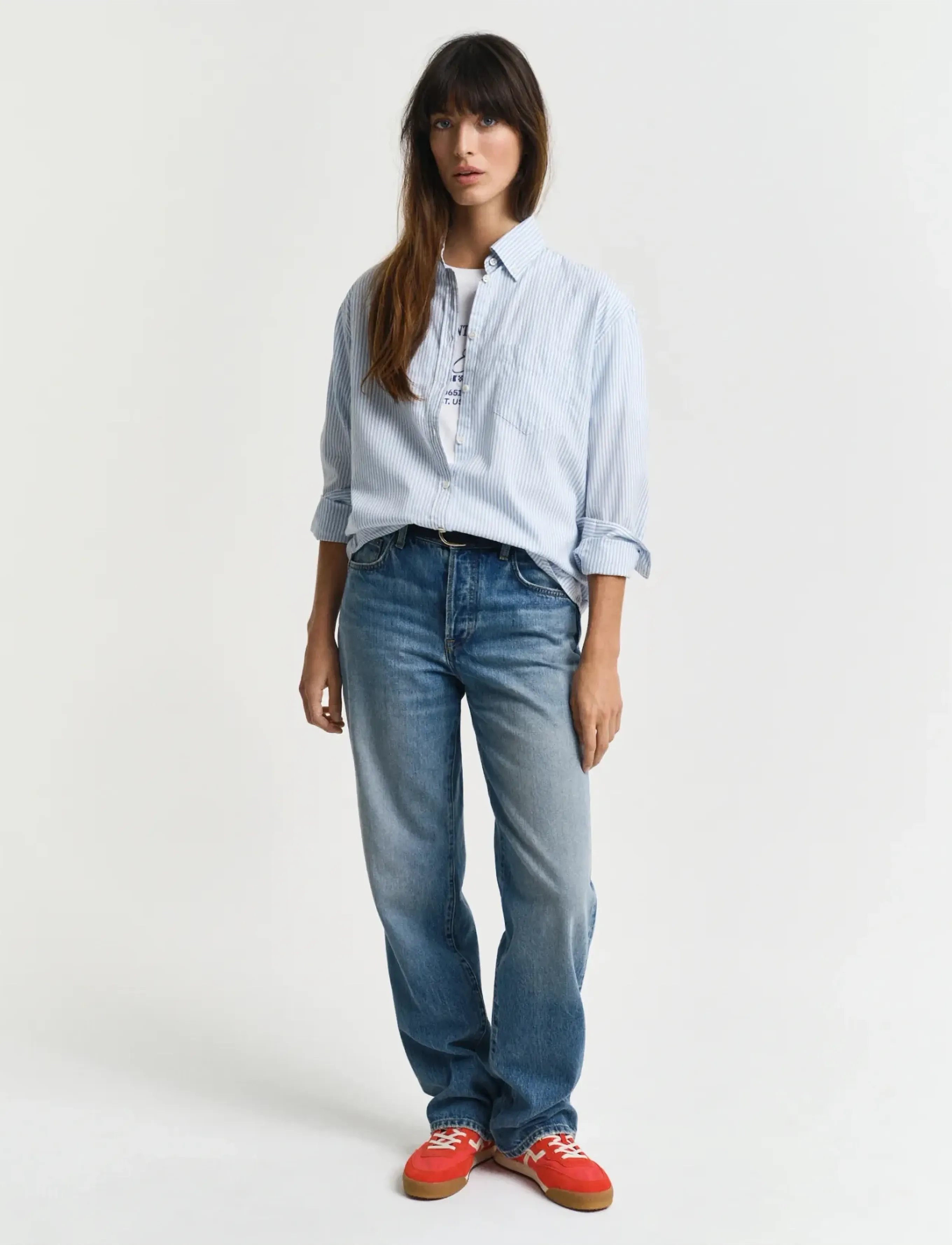 Gant - REL LUXURY OXFORD STRIPED BD SHIRT - langærmede skjorter - muted blue - 5