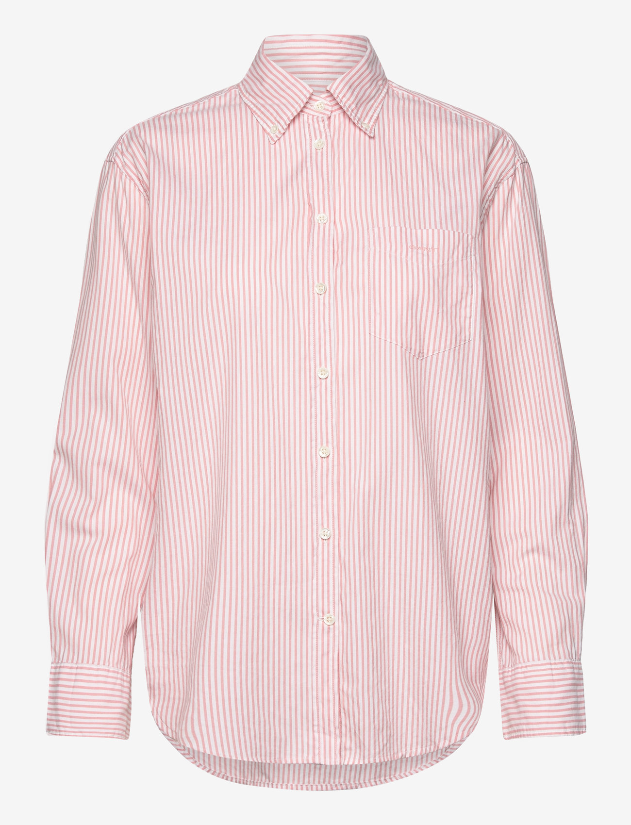 GANT - REL LUXURY OXFORD STRIPED BD SHIRT - långärmade skjortor - peachy pink - 0