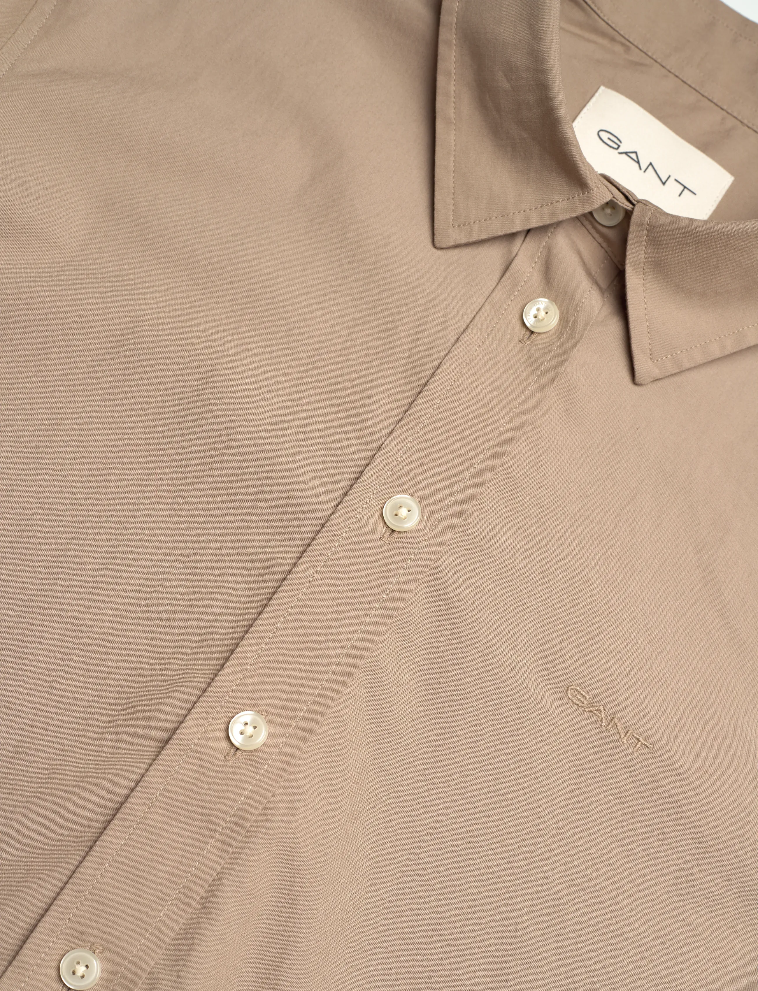 Gant - REG CLASSIC POPLIN SHIRT - långärmade skjortor - taupe beige - 5