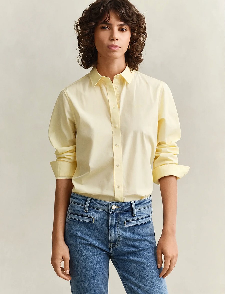 Gant - REG CLASSIC POPLIN SHIRT - langärmlige hemden - vanilla yellow - 0