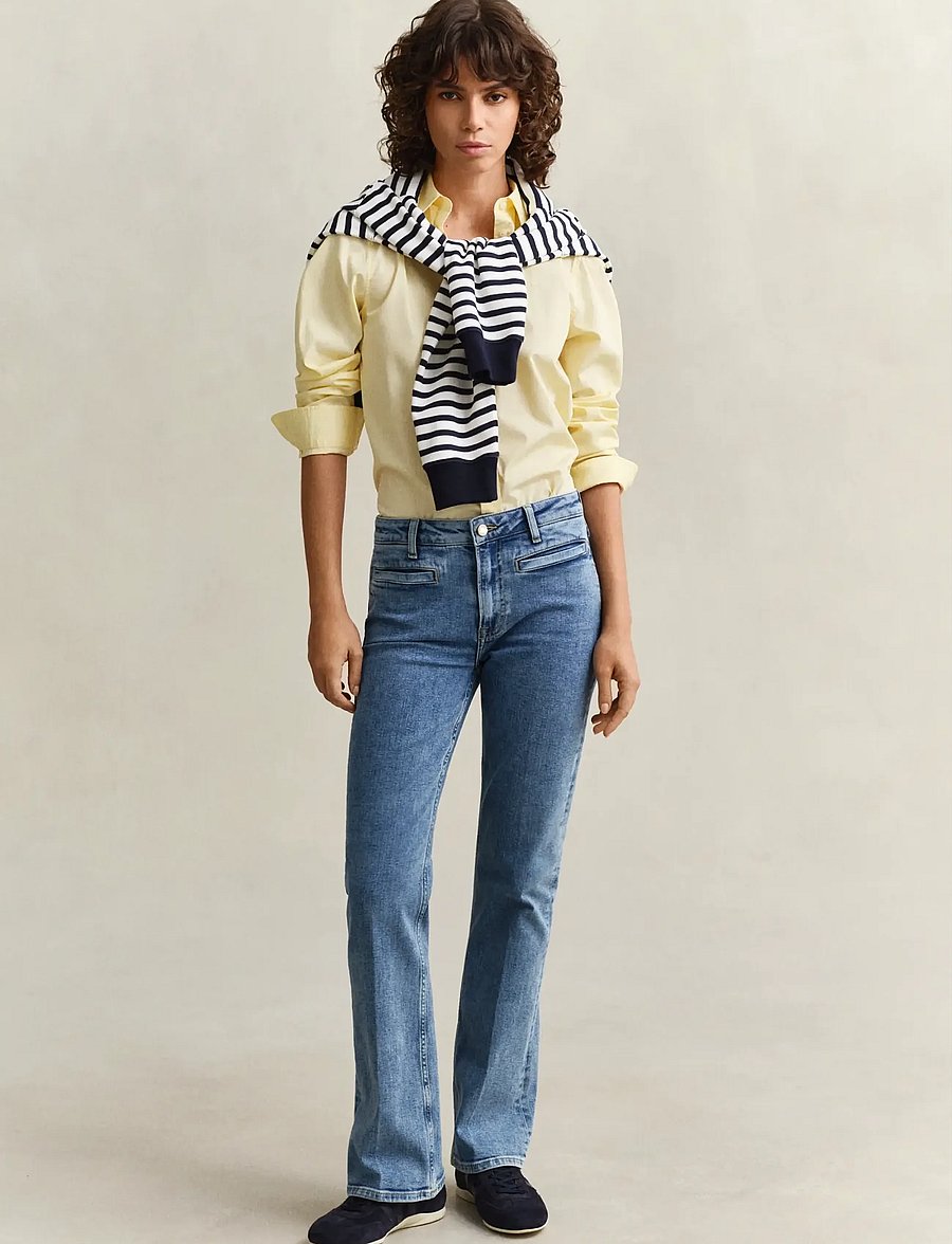 Gant - REG CLASSIC POPLIN SHIRT - langärmlige hemden - vanilla yellow - 4