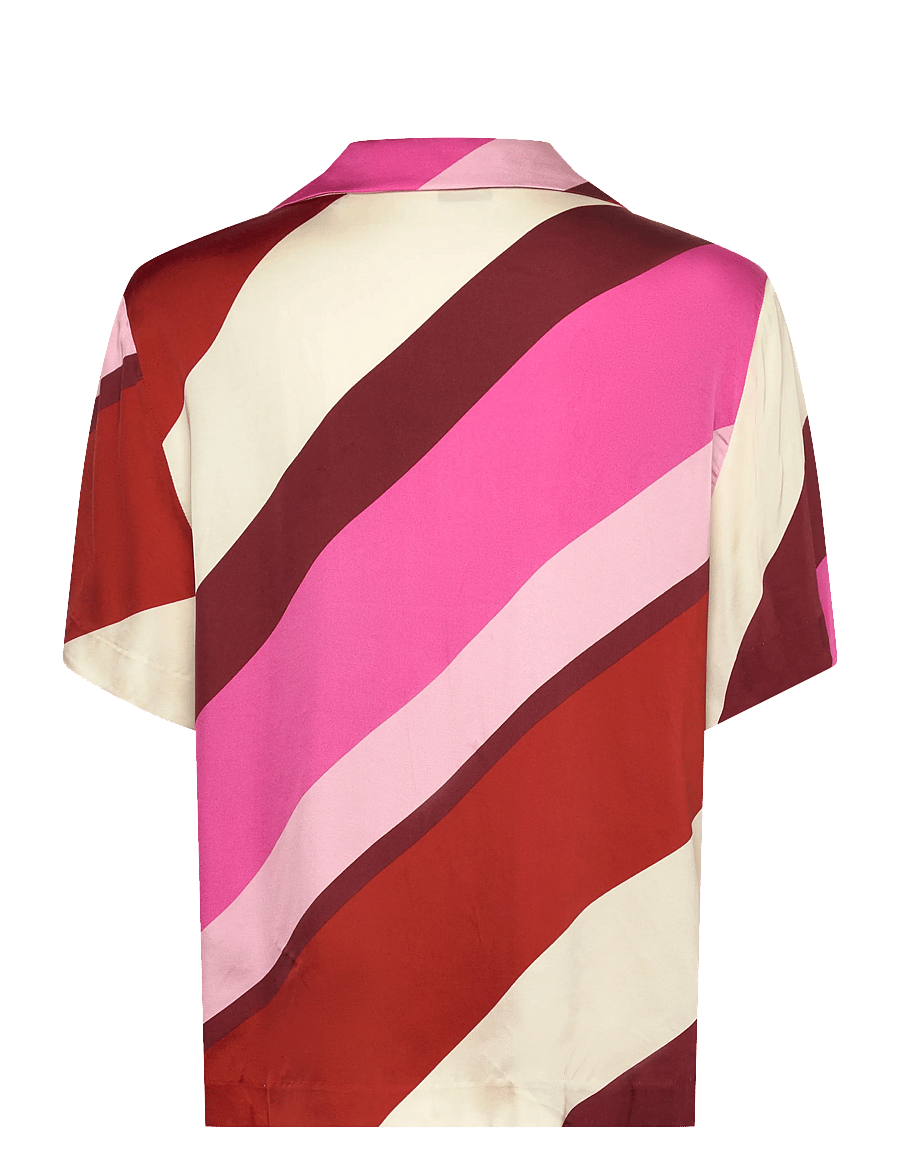 Gant - STRIPED CAMP COLLAR SS SHIRT - lühikeste varrukatega särgid - perky pink - 1