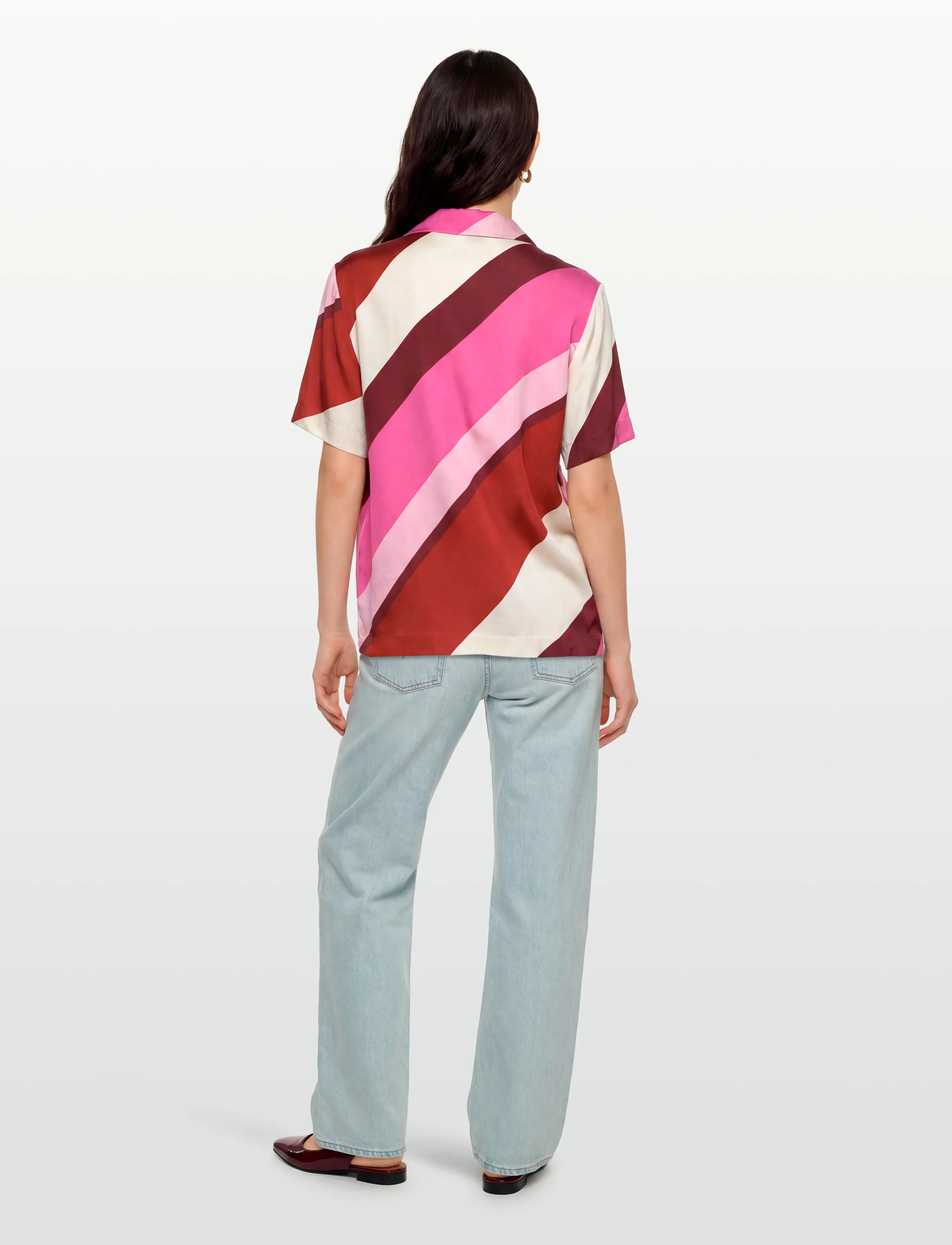 Gant - STRIPED CAMP COLLAR SS SHIRT - kortærmede skjorter - perky pink - 4