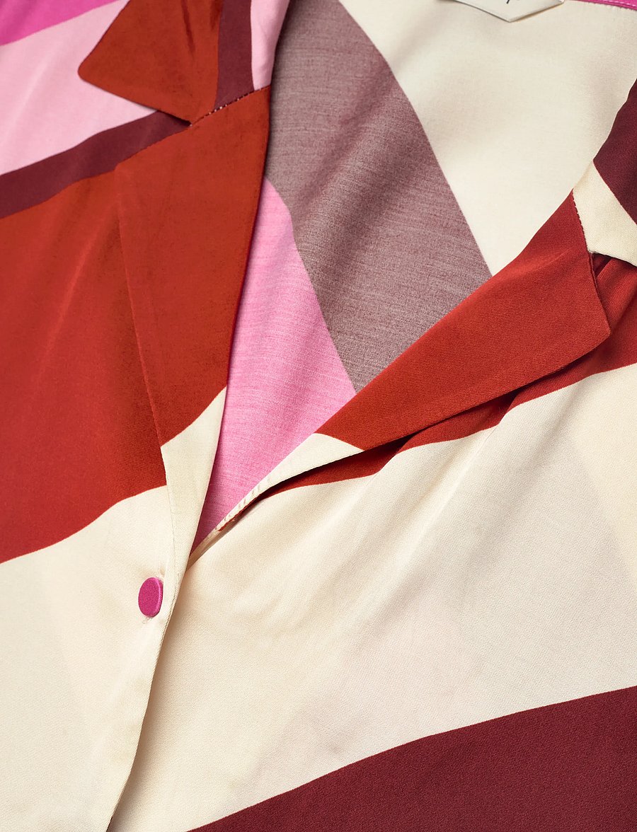 Gant - STRIPED CAMP COLLAR SS SHIRT - lühikeste varrukatega särgid - perky pink - 2