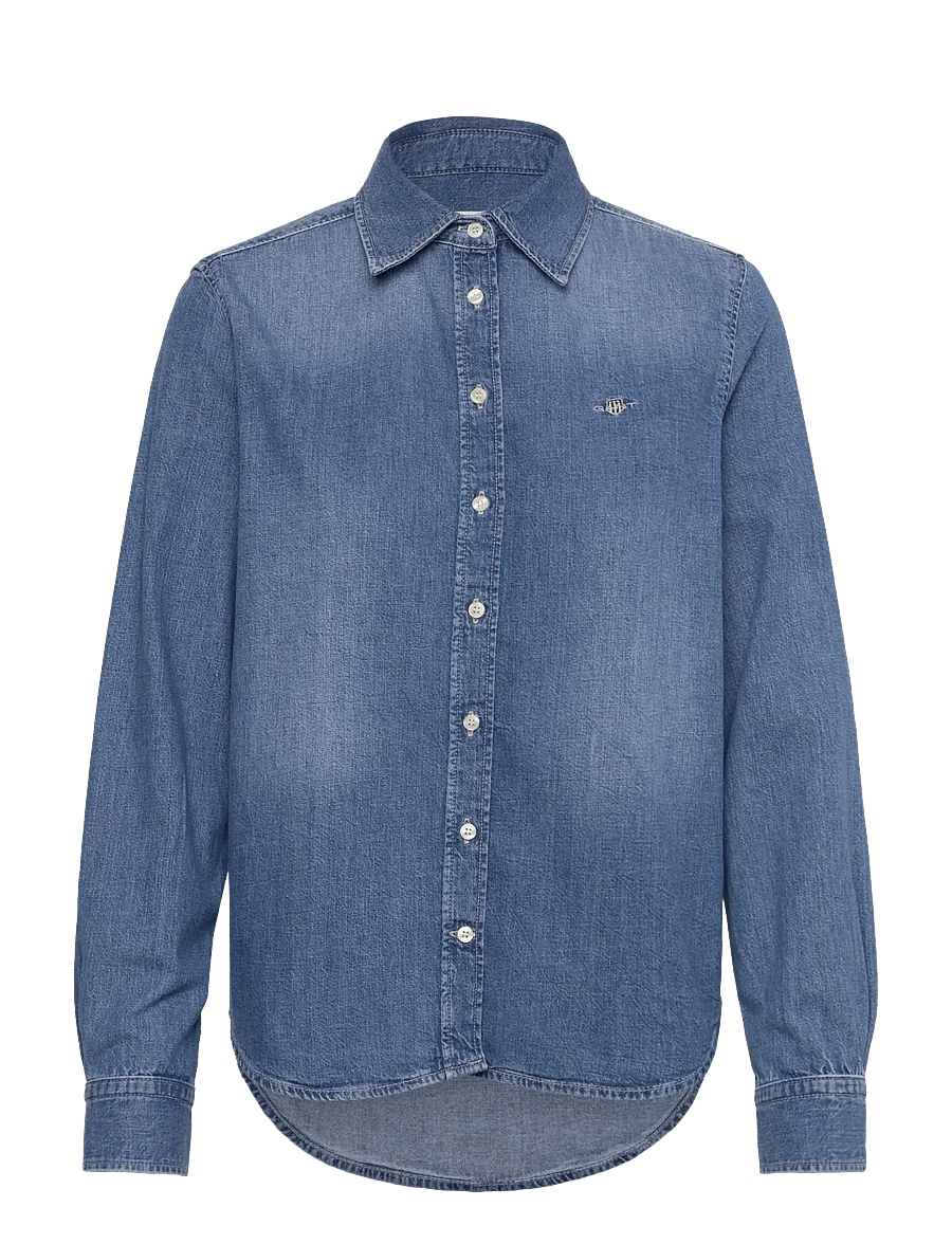 Gant - REG DENIM SHIRT - denim shirts - semi light blue worn in - 1