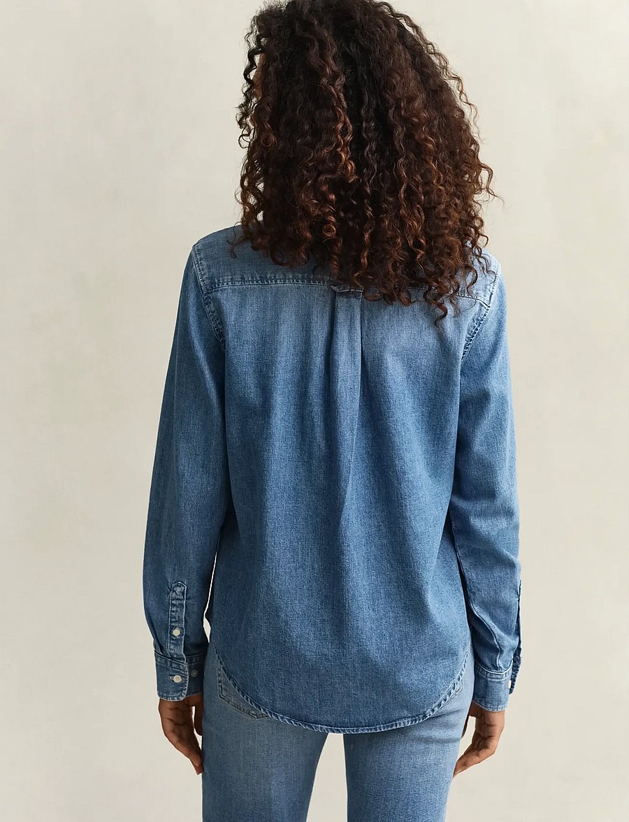 Gant - REG DENIM SHIRT - denim shirts - semi light blue worn in - 3