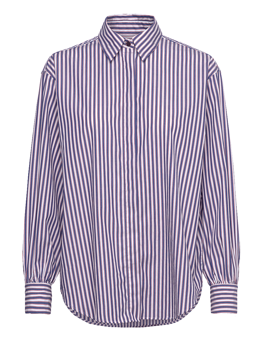 Gant - REL STRIPED VOLUME SLEEVE SHIRT - langärmlige hemden - white - 1