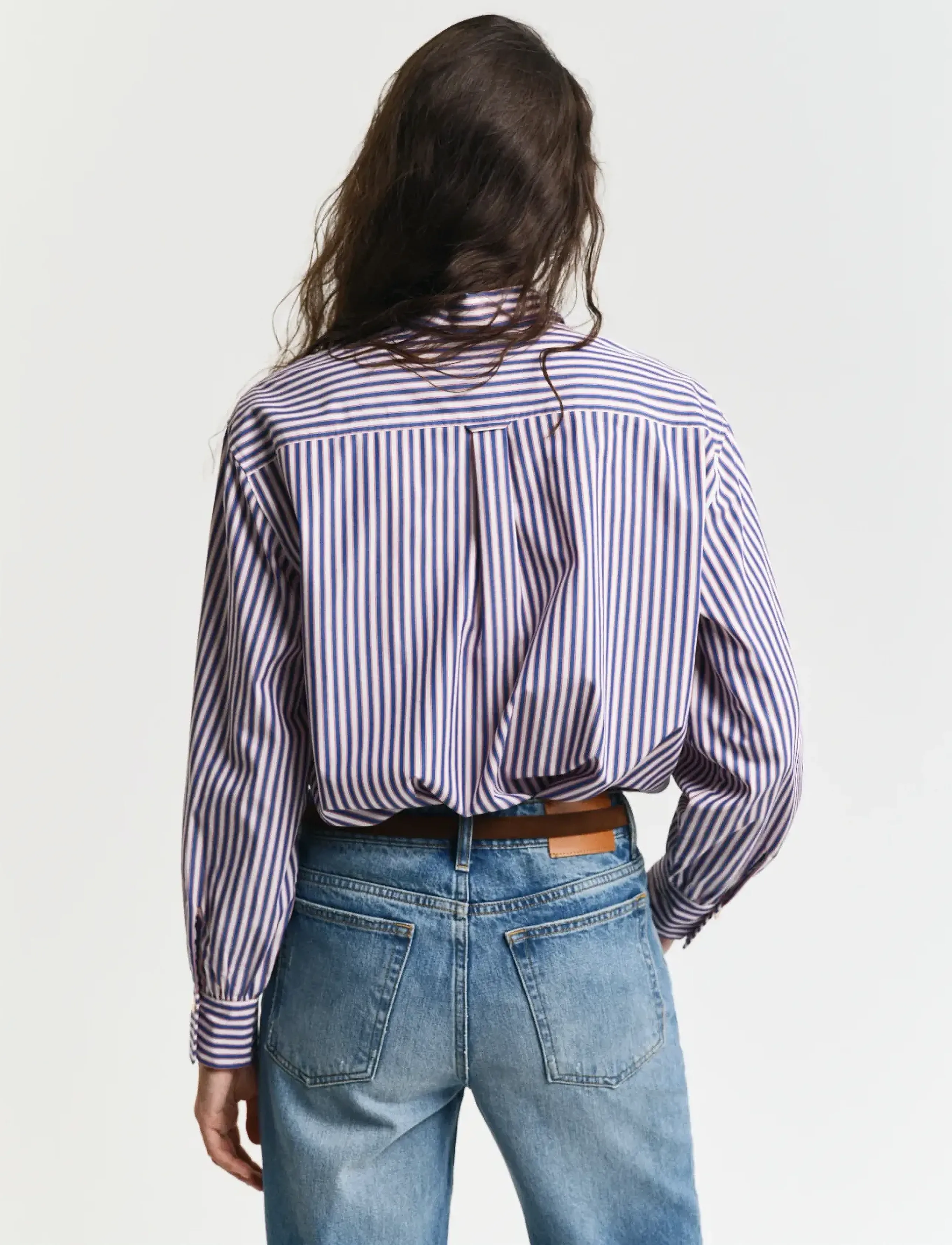 Gant - REL STRIPED VOLUME SLEEVE SHIRT - langermede skjorter - white - 3