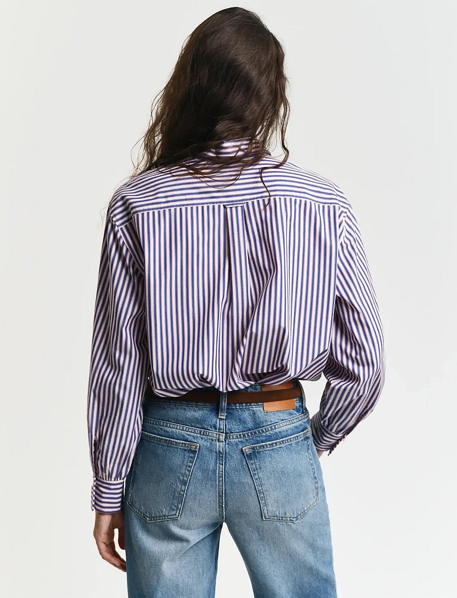 Gant - REL STRIPED VOLUME SLEEVE SHIRT - langärmlige hemden - white - 3