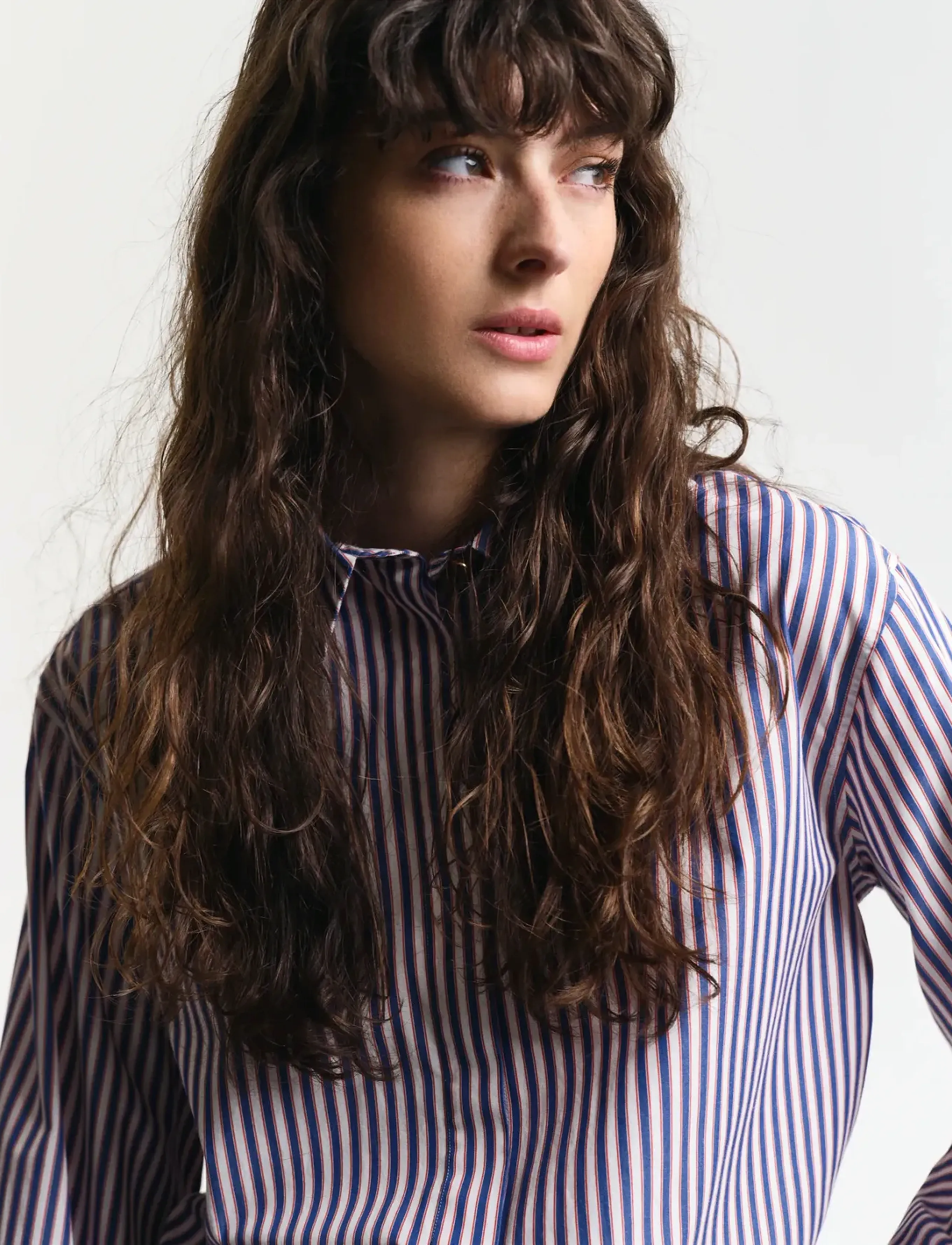 Gant - REL STRIPED VOLUME SLEEVE SHIRT - langermede skjorter - white - 4