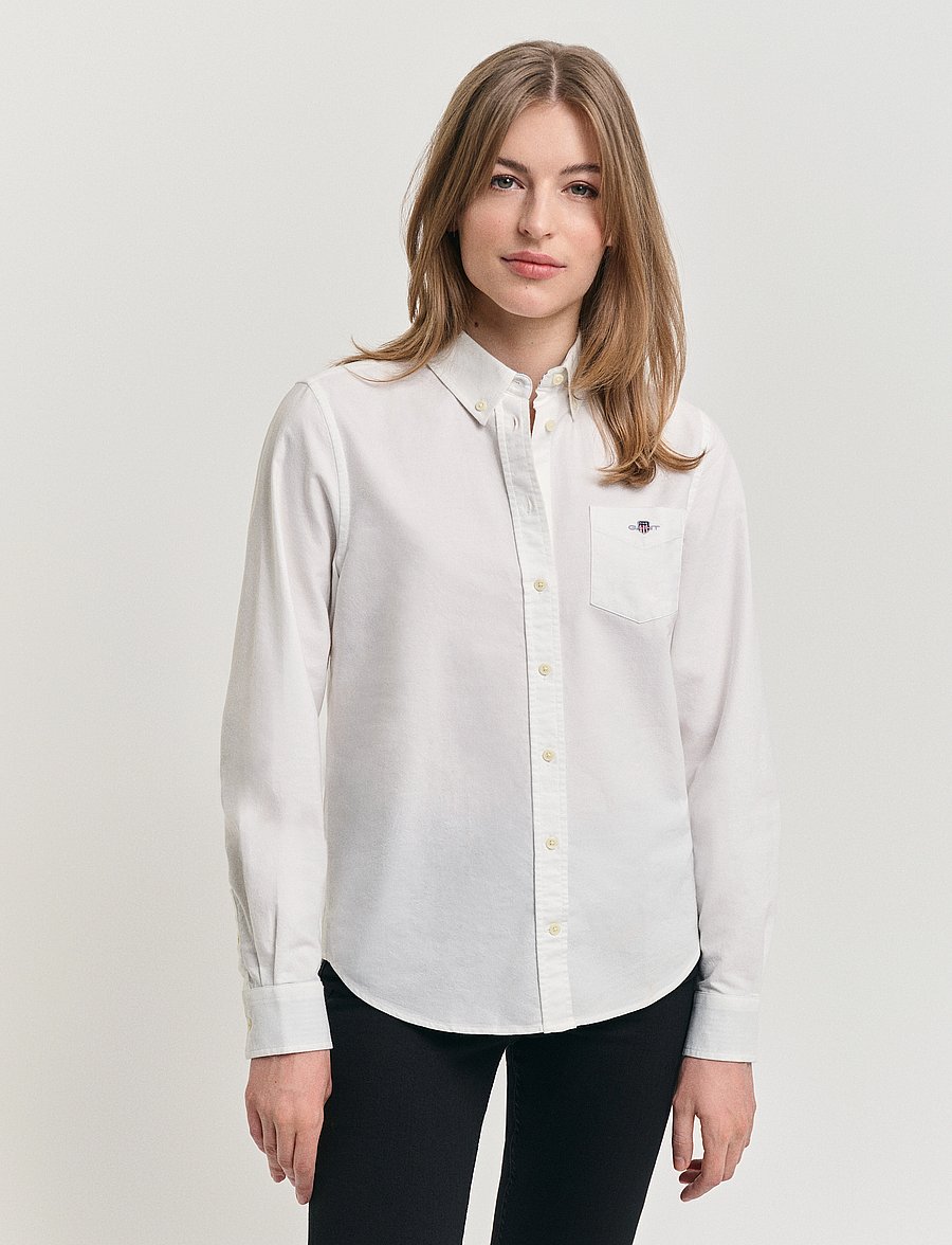 Gant - REG OXFORD SHIRT - långärmade skjortor - white - 0