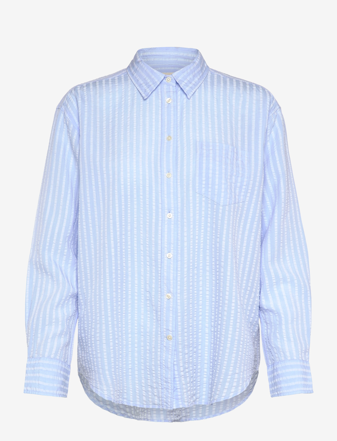 GANT - REL TONAL STRIPED SEERSUCKER SHIRT - långärmade skjortor - fresh blue - 1
