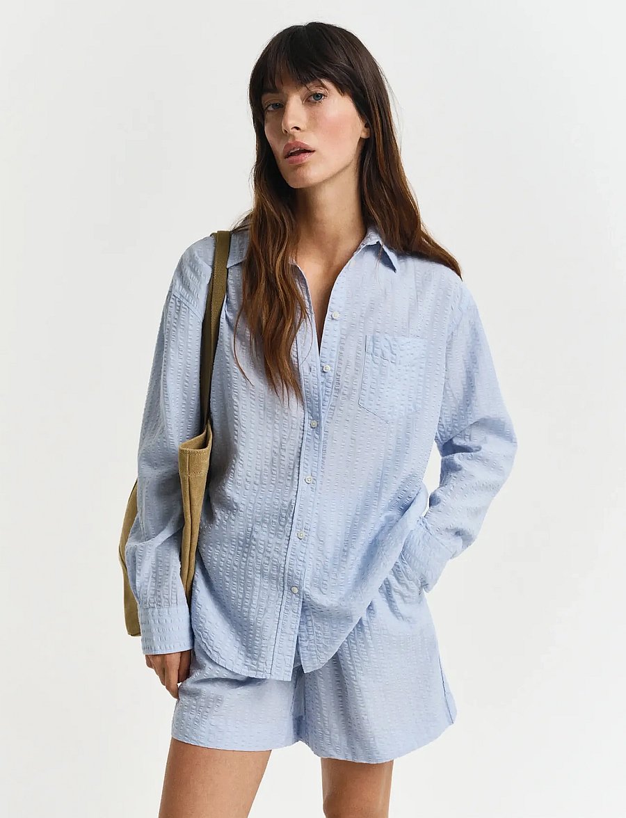 Gant - REL TONAL STRIPED SEERSUCKER SHIRT - fresh blue - 0